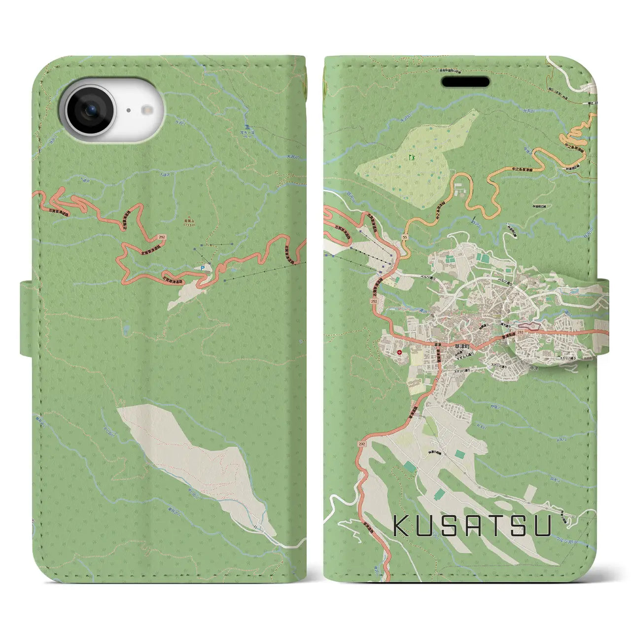【草津（群馬県）】地図柄iPhoneケース（手帳タイプ）