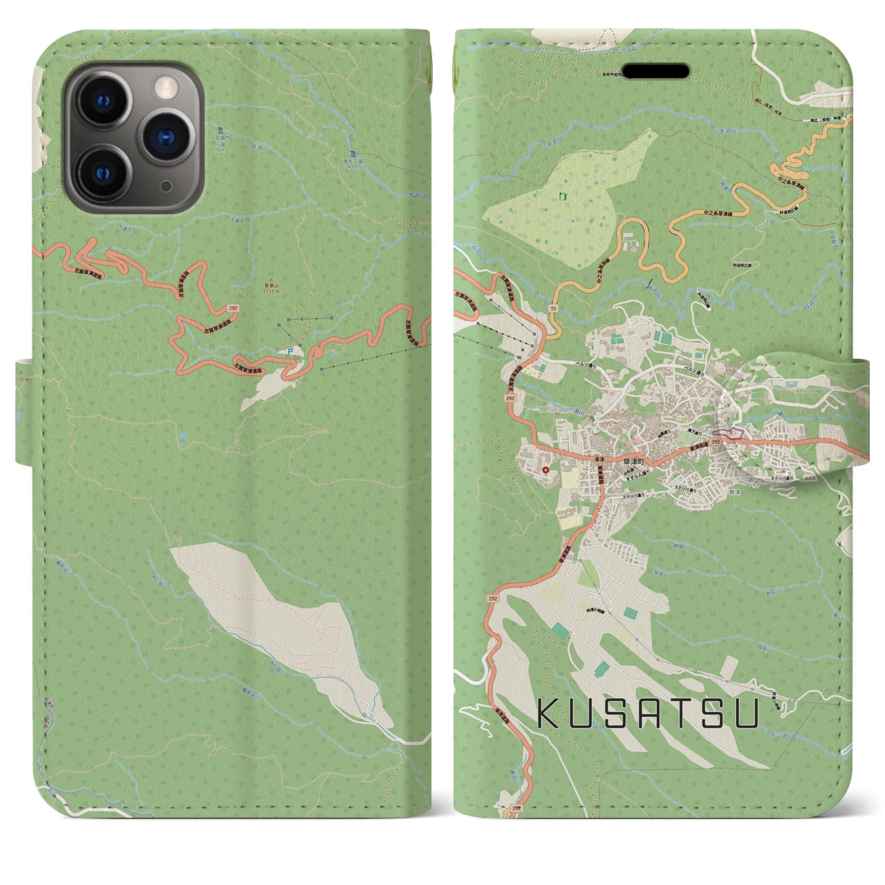 【草津（群馬県）】地図柄iPhoneケース（手帳タイプ）