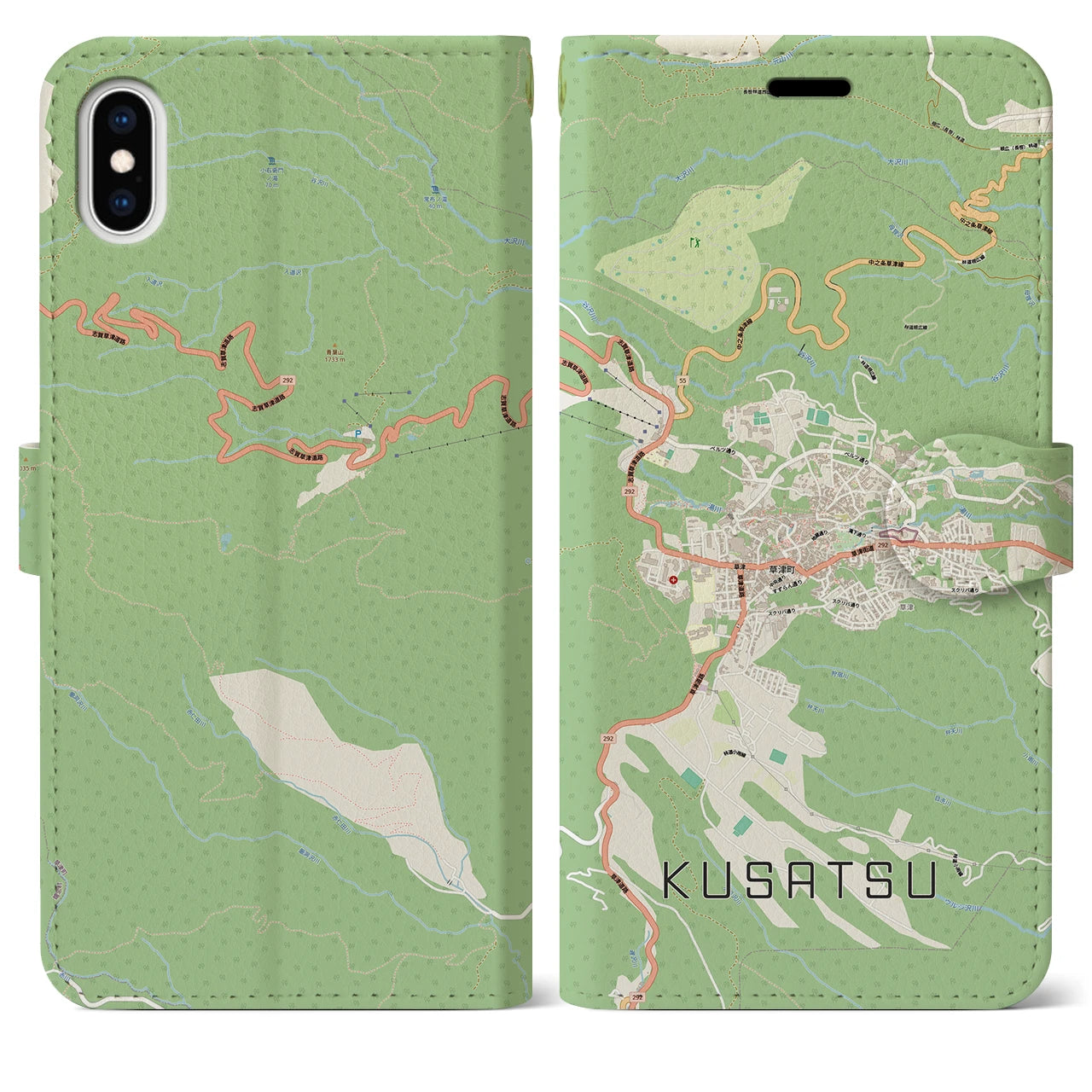 【草津（群馬県）】地図柄iPhoneケース（手帳タイプ）