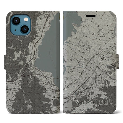 【草津（滋賀県）】地図柄iPhoneケース（手帳タイプ）モノトーン・iPhone 13 用