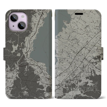 【草津（滋賀県）】地図柄iPhoneケース（手帳タイプ）モノトーン・iPhone 14 用