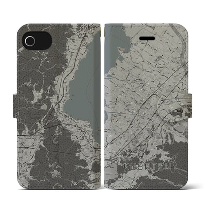 【草津（滋賀県）】地図柄iPhoneケース（手帳タイプ）モノトーン・iPhone SE（第3 / 第2世代） / 8 / 7 / 6s / 6 用