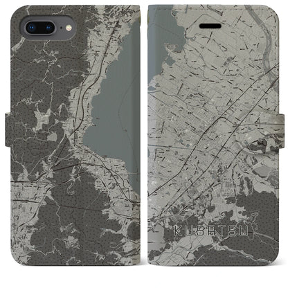 【草津（滋賀県）】地図柄iPhoneケース（手帳タイプ）モノトーン・iPhone 8Plus /7Plus / 6sPlus / 6Plus 用