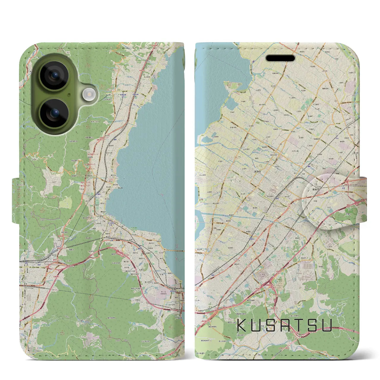 【草津（滋賀県）】地図柄iPhoneケース（手帳タイプ）