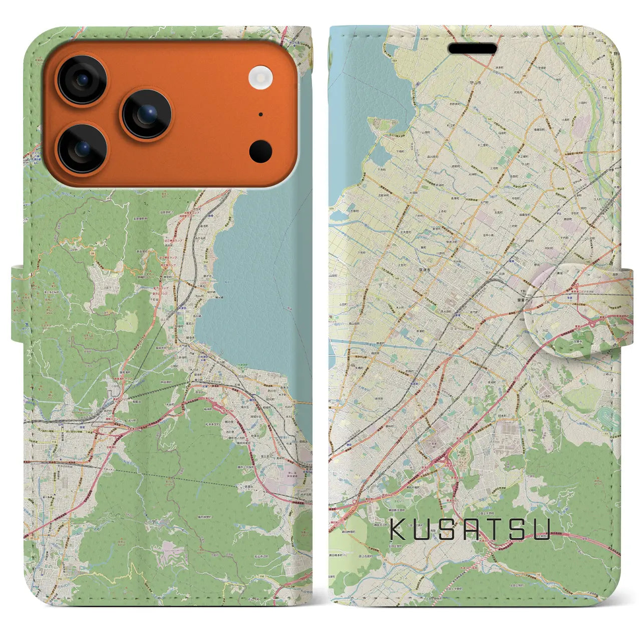 【草津（滋賀県）】地図柄iPhoneケース（手帳タイプ）