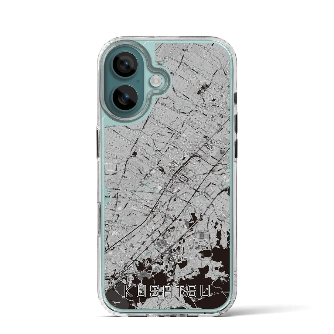 【草津（滋賀県）】地図柄iPhoneケース（MagSafeタイプ）モノトーン・iPhone 16 Pro 用