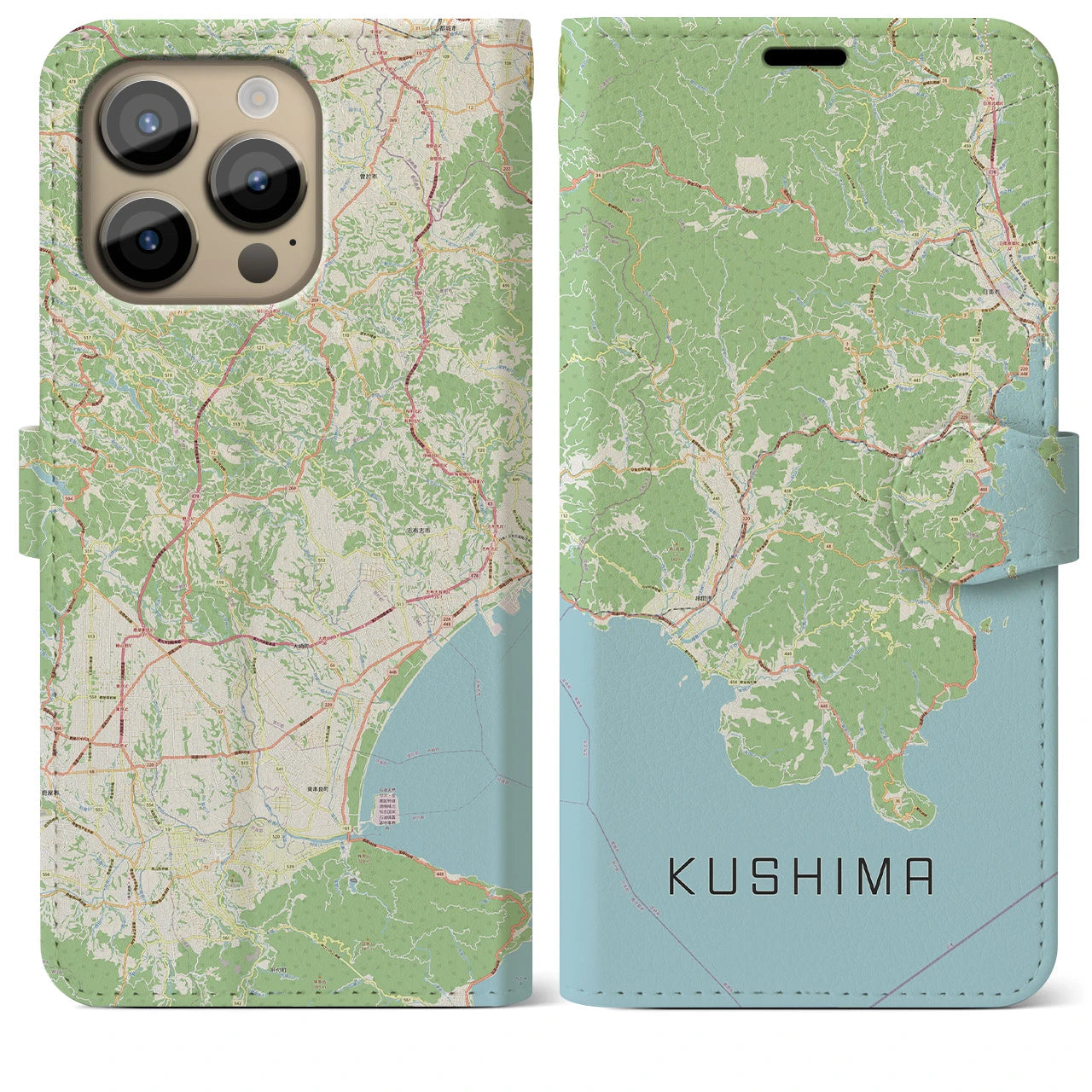 【串間（宮崎県）】地図柄iPhoneケース（手帳タイプ）
