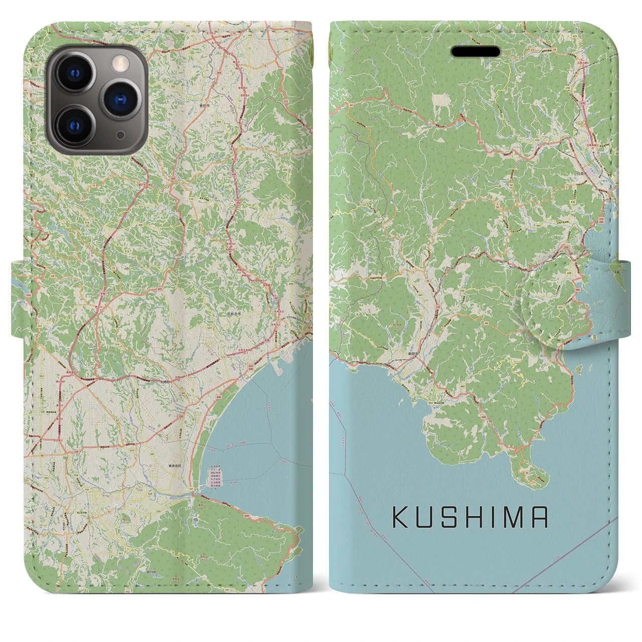 【串間（宮崎県）】地図柄iPhoneケース（手帳タイプ）