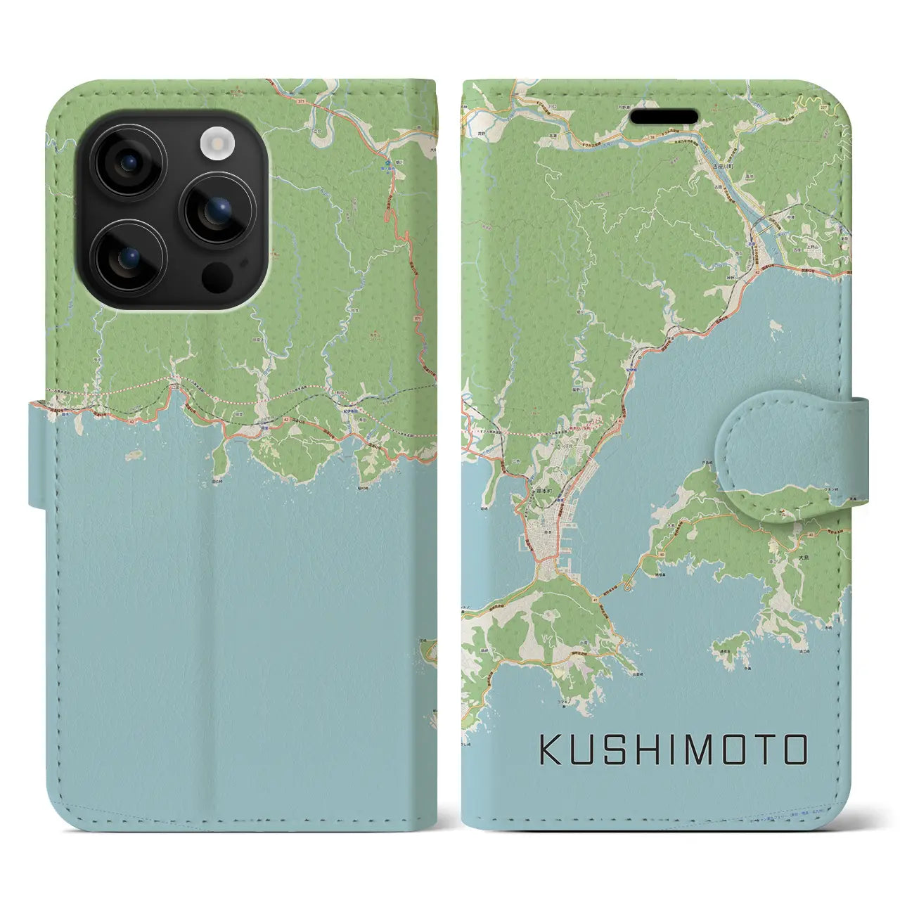 【串本（和歌山県）】地図柄iPhoneケース（手帳タイプ）ナチュラル・iPhone 16 用