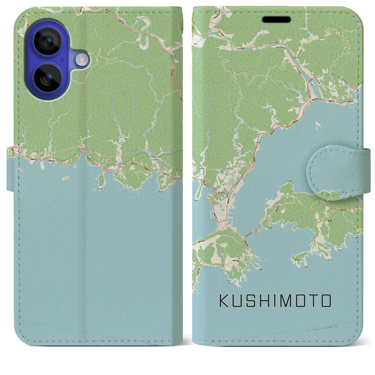 【串本（和歌山県）】地図柄iPhoneケース（手帳タイプ）ナチュラル・iPhone 16 Pro Max 用