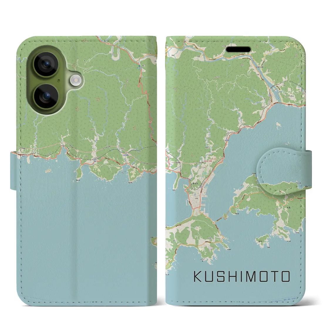 【串本（和歌山県）】地図柄iPhoneケース（手帳タイプ）モノトーン・iPhone 17 Pro Max 用