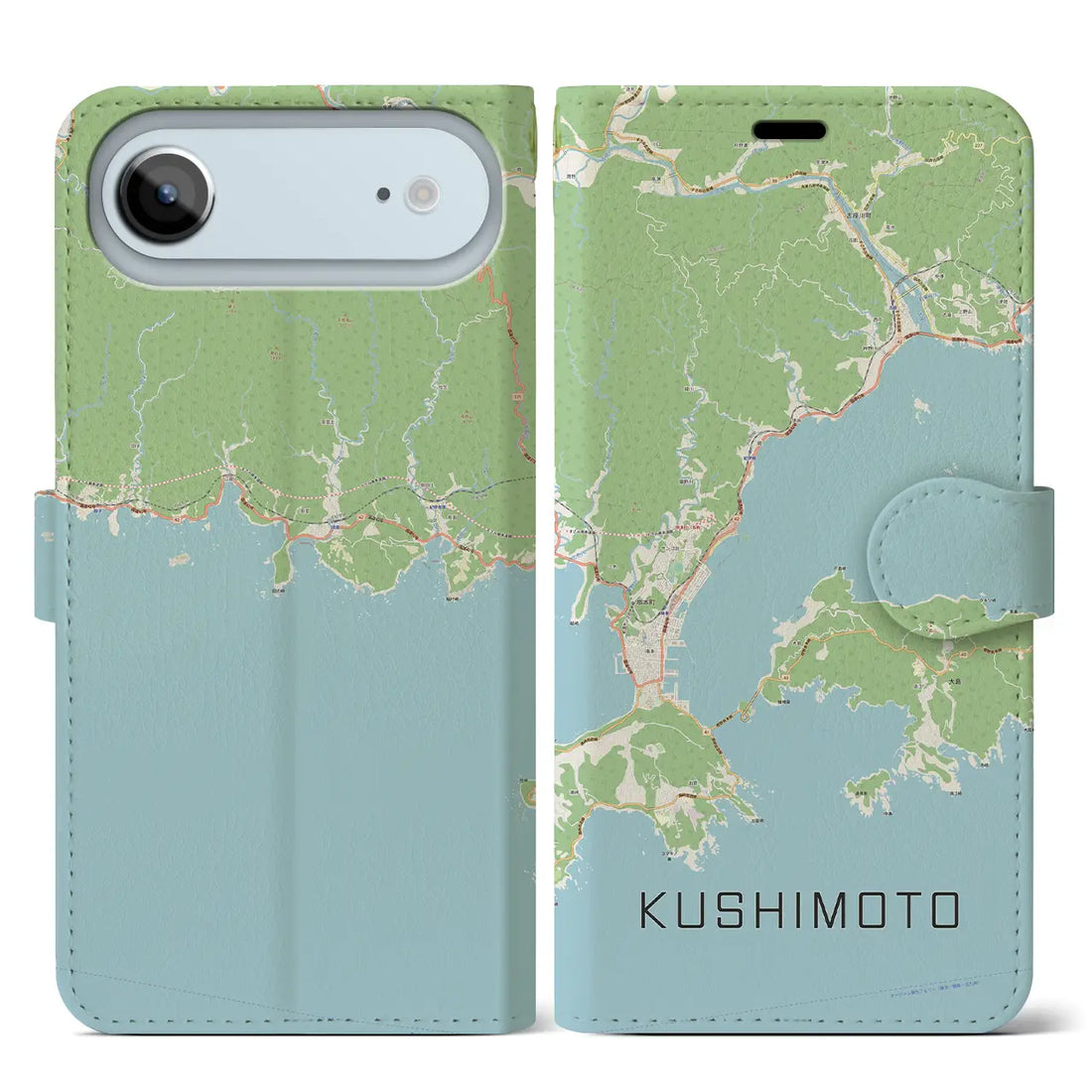 【串本（和歌山県）】地図柄iPhoneケース（手帳タイプ）ナチュラル・iPhone 17 Pro Max 用