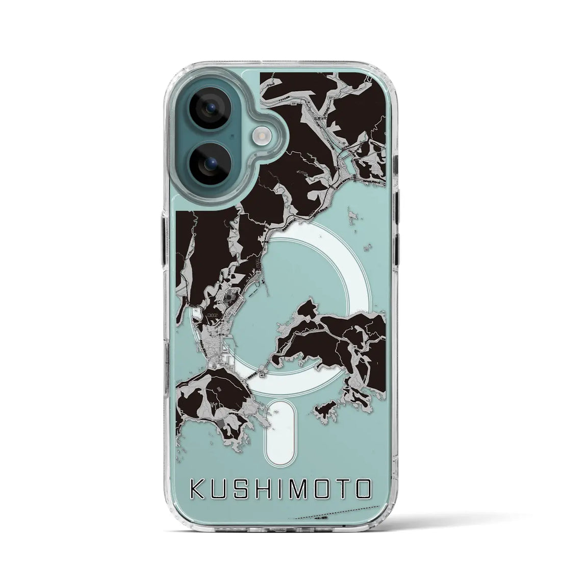 【串本(和歌山県)】地図柄iPhoneケース(MagSafeタイプ)モノトーン・iPhone 16 Pro 用