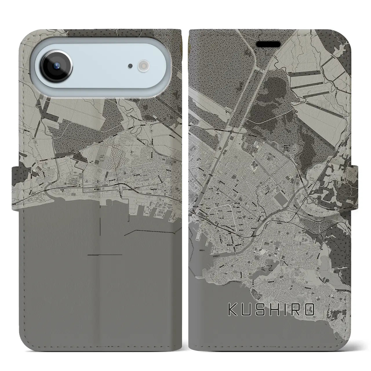 【釧路（北海道）】地図柄iPhoneケース（手帳タイプ）