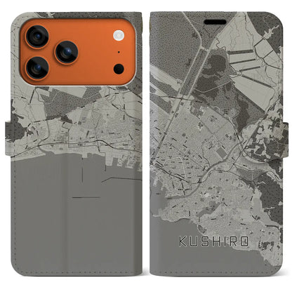 【釧路（北海道）】地図柄iPhoneケース（手帳タイプ）