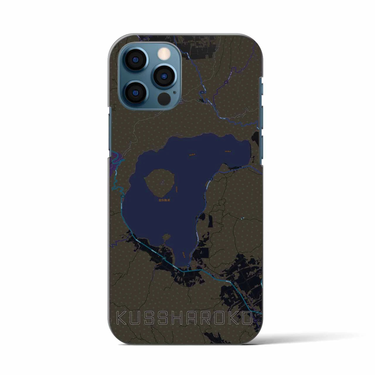 【屈斜路湖（北海道）】地図柄iPhoneケース（バックカバータイプ）