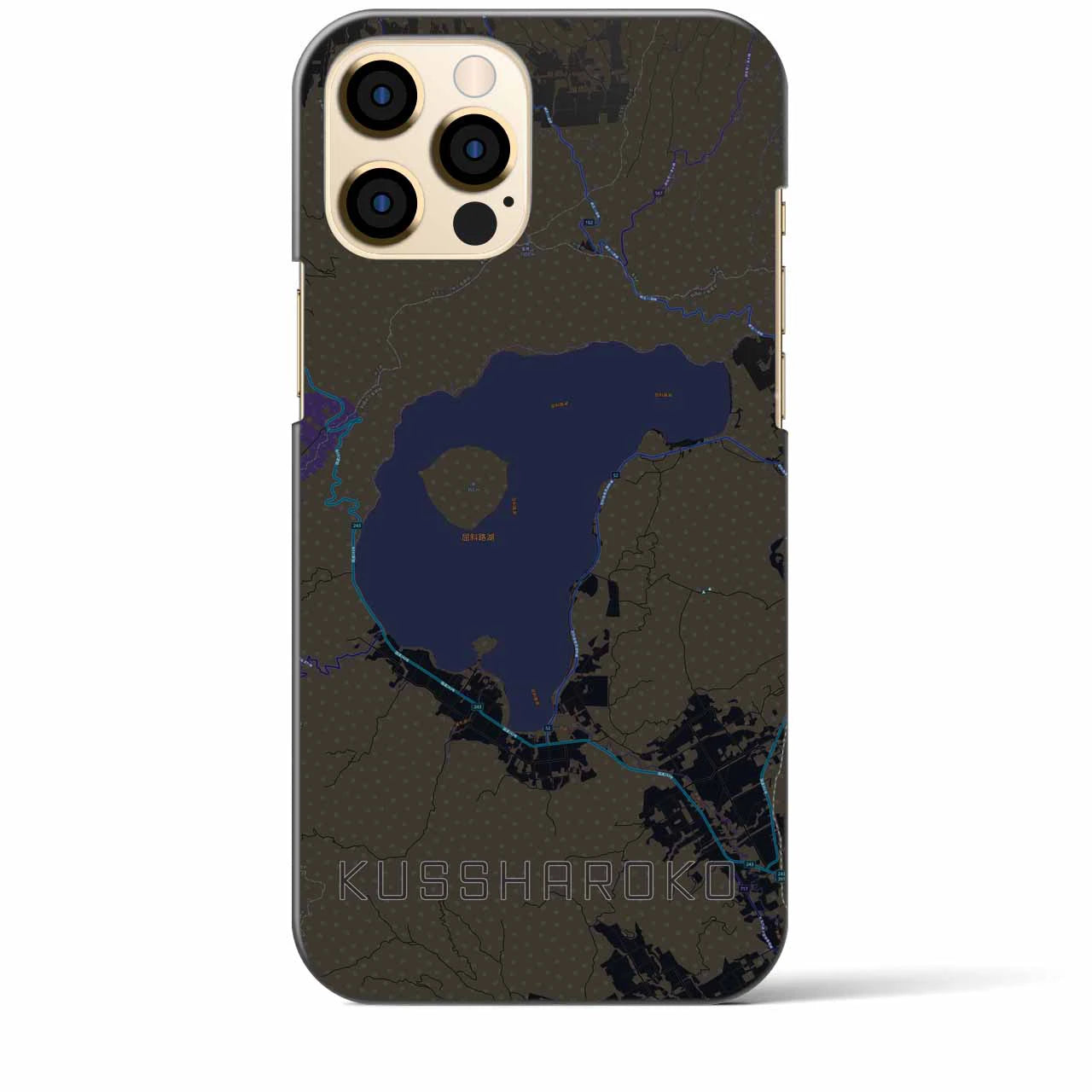 【屈斜路湖（北海道）】地図柄iPhoneケース（バックカバータイプ）