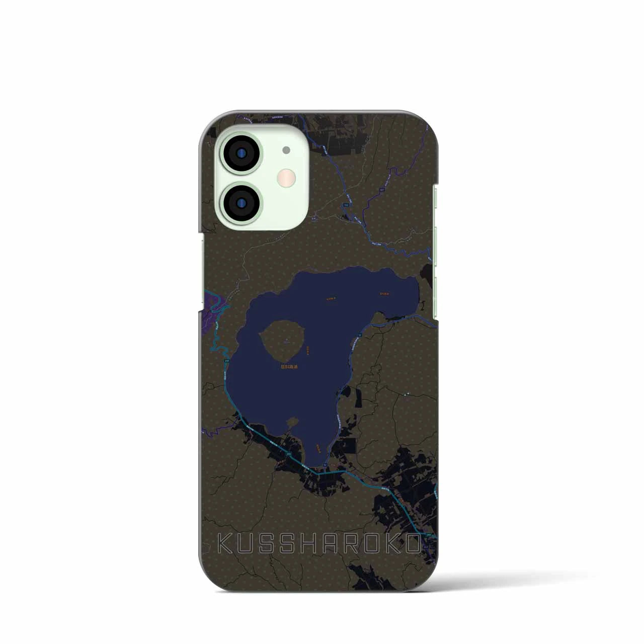 【屈斜路湖（北海道）】地図柄iPhoneケース（バックカバータイプ）