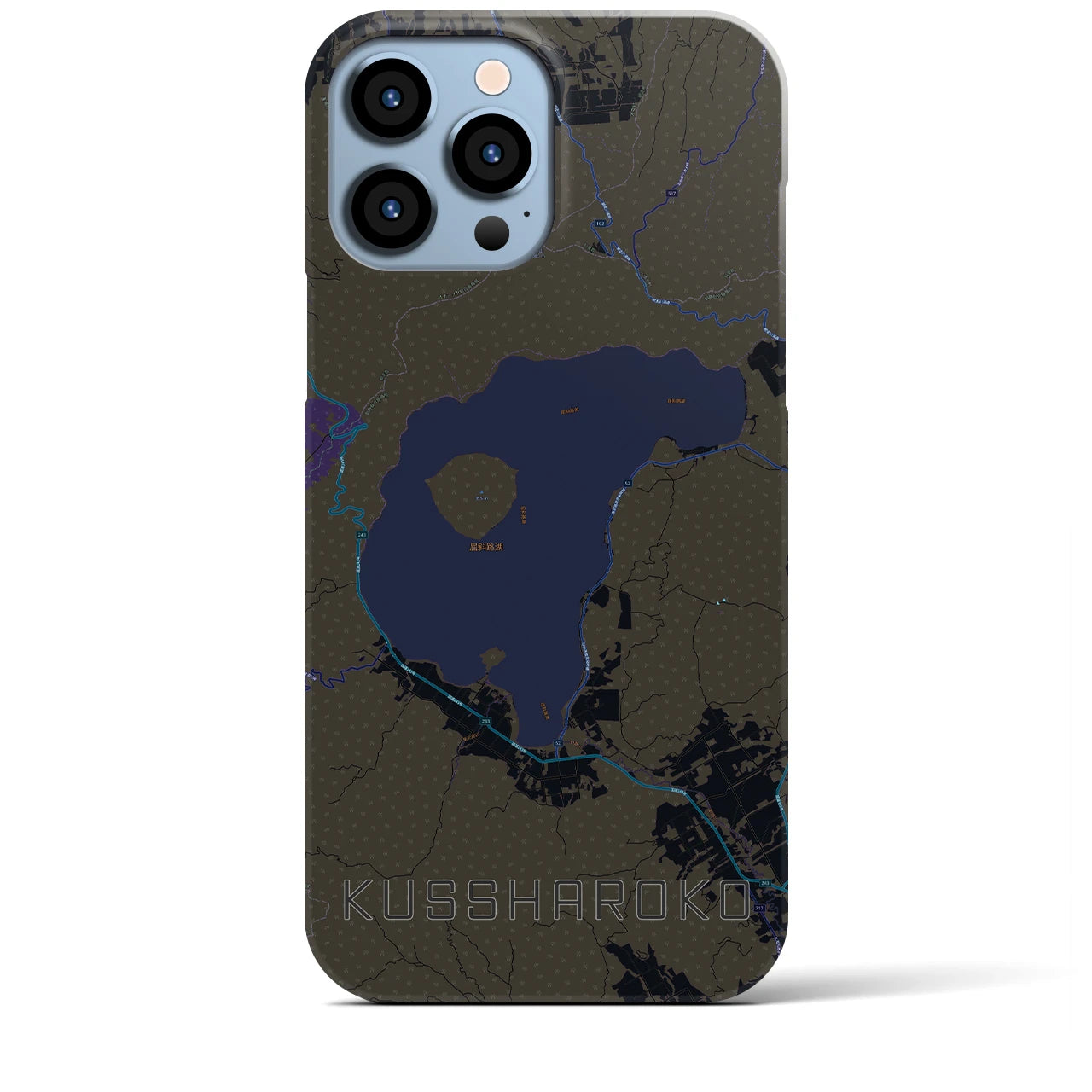 【屈斜路湖（北海道）】地図柄iPhoneケース（バックカバータイプ）