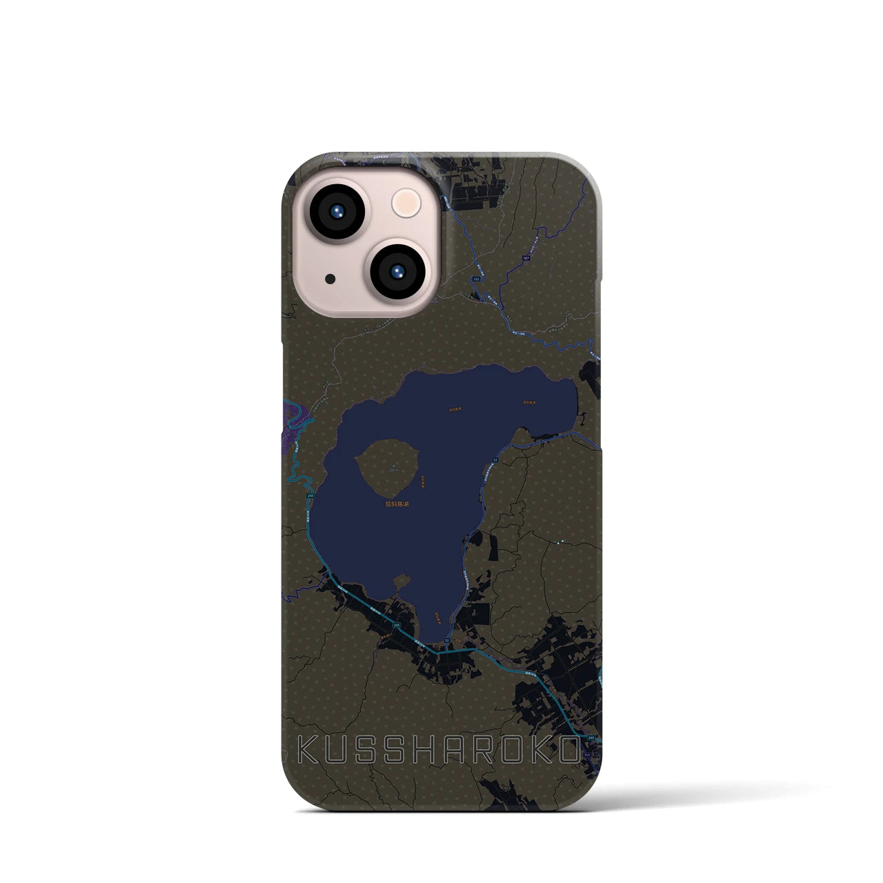 【屈斜路湖（北海道）】地図柄iPhoneケース（バックカバータイプ）
