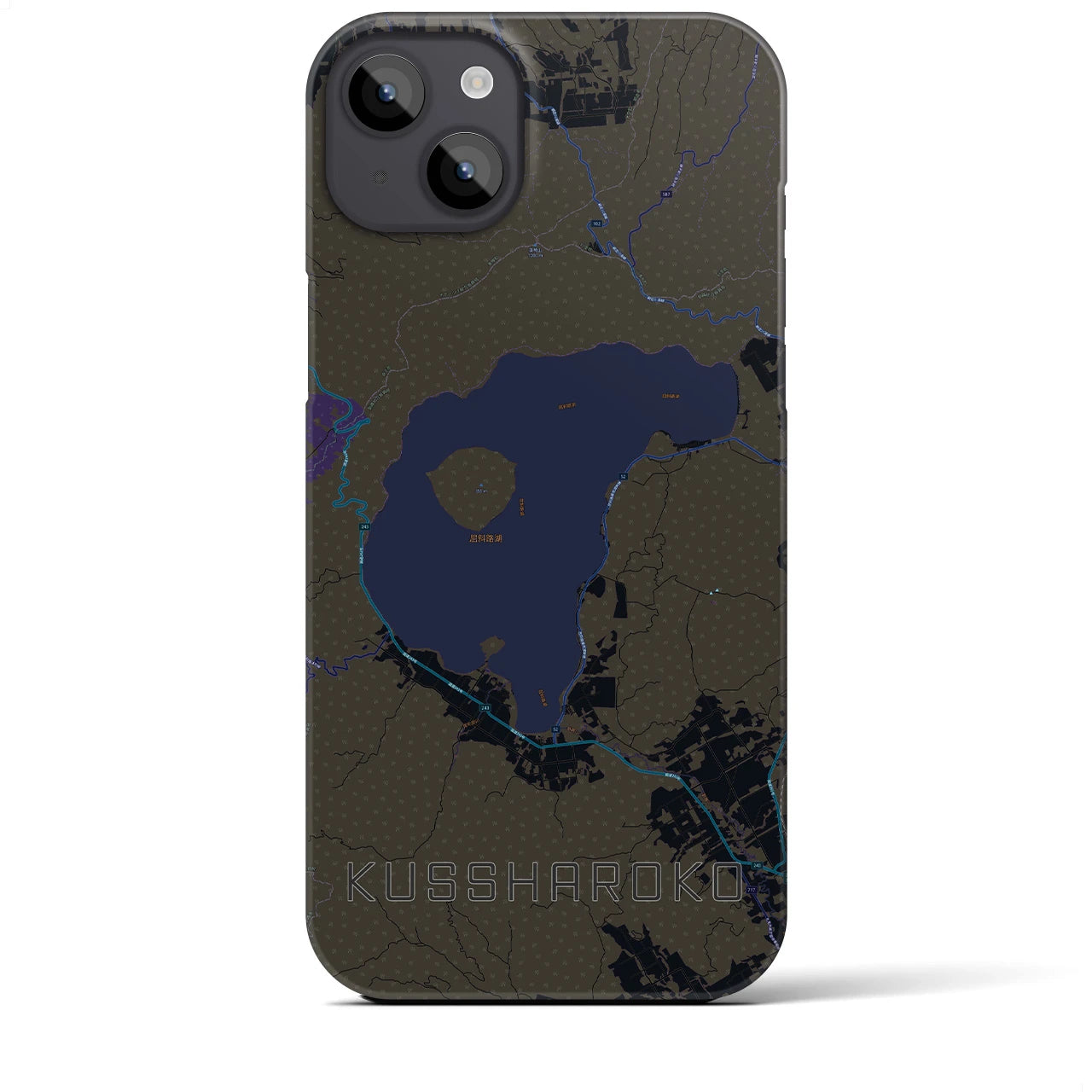 【屈斜路湖（北海道）】地図柄iPhoneケース（バックカバータイプ）