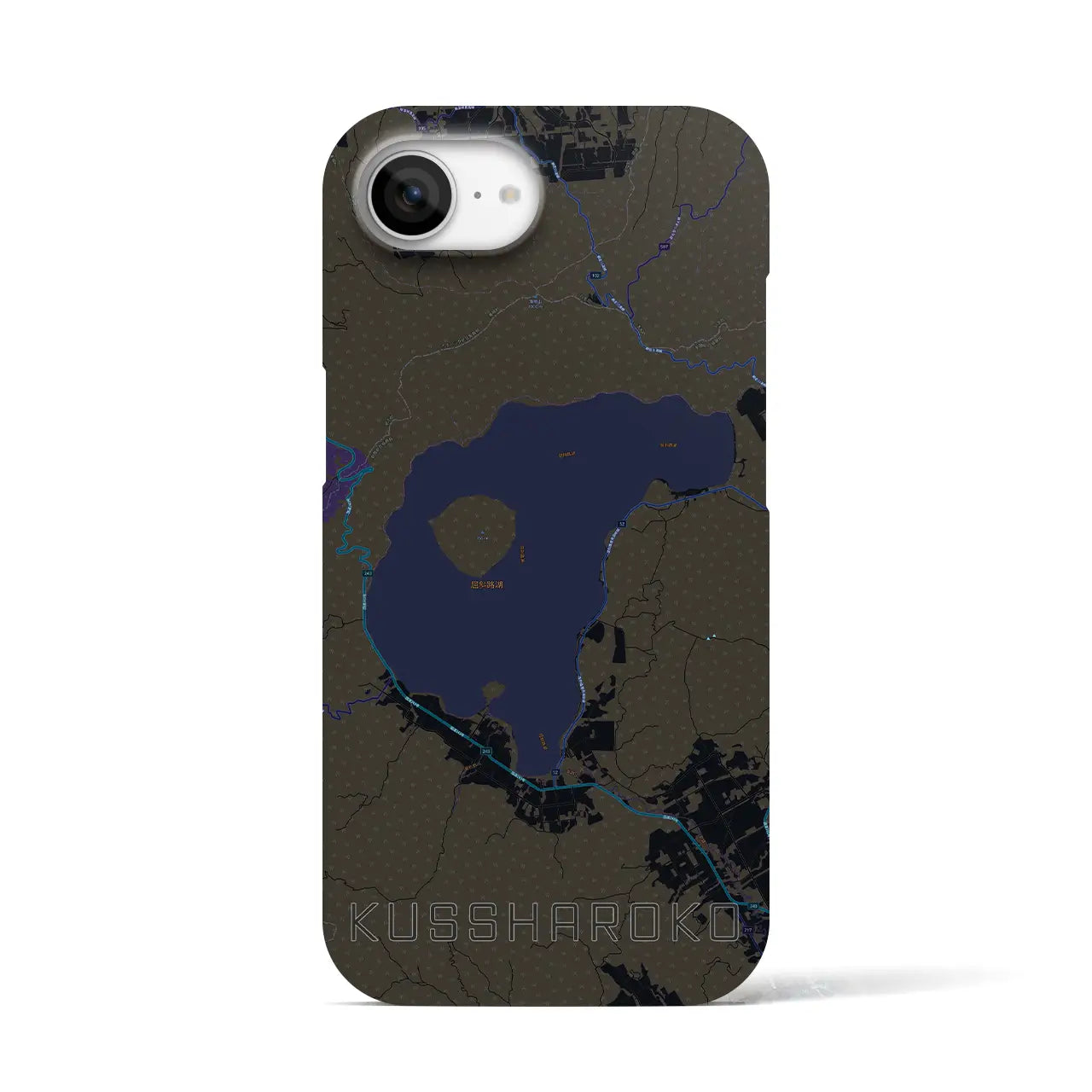 【屈斜路湖（北海道）】地図柄iPhoneケース（バックカバータイプ）