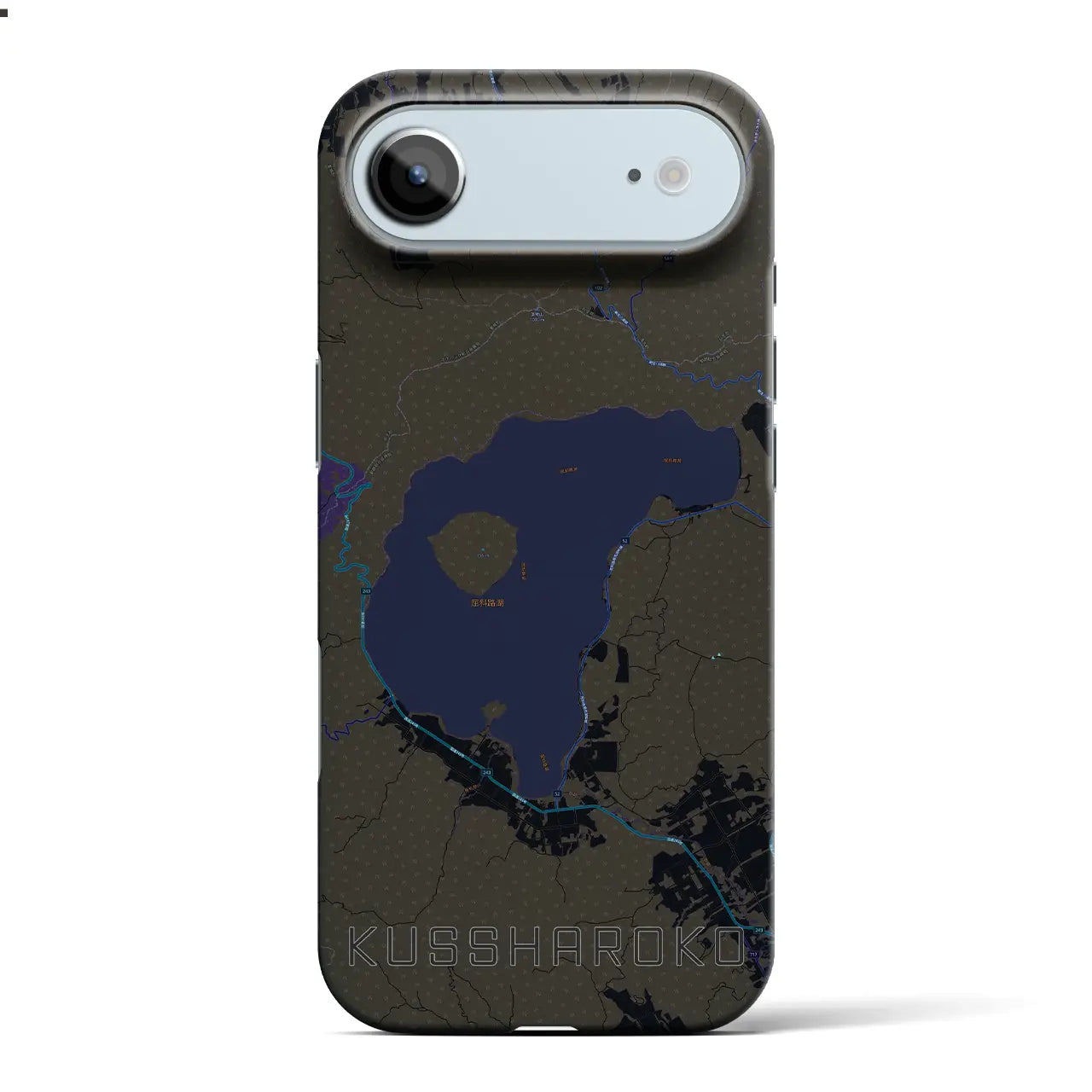 【屈斜路湖（北海道）】地図柄iPhoneケース（バックカバータイプ）