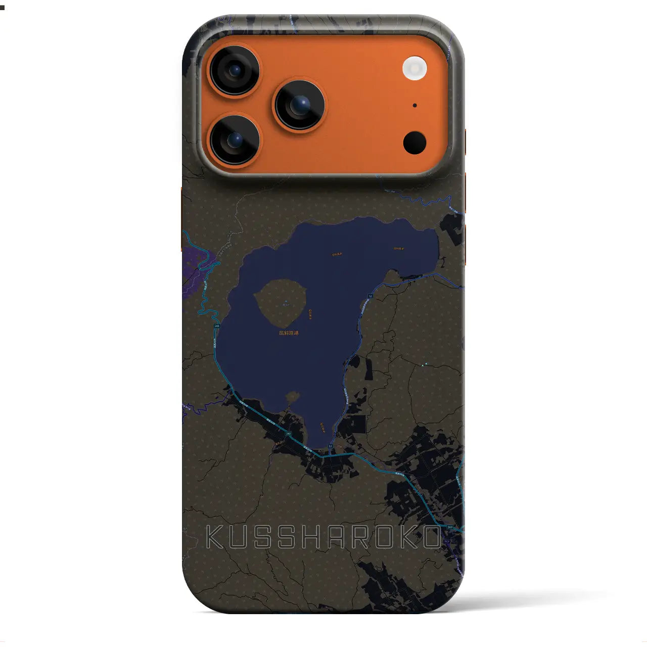 【屈斜路湖（北海道）】地図柄iPhoneケース（バックカバータイプ）