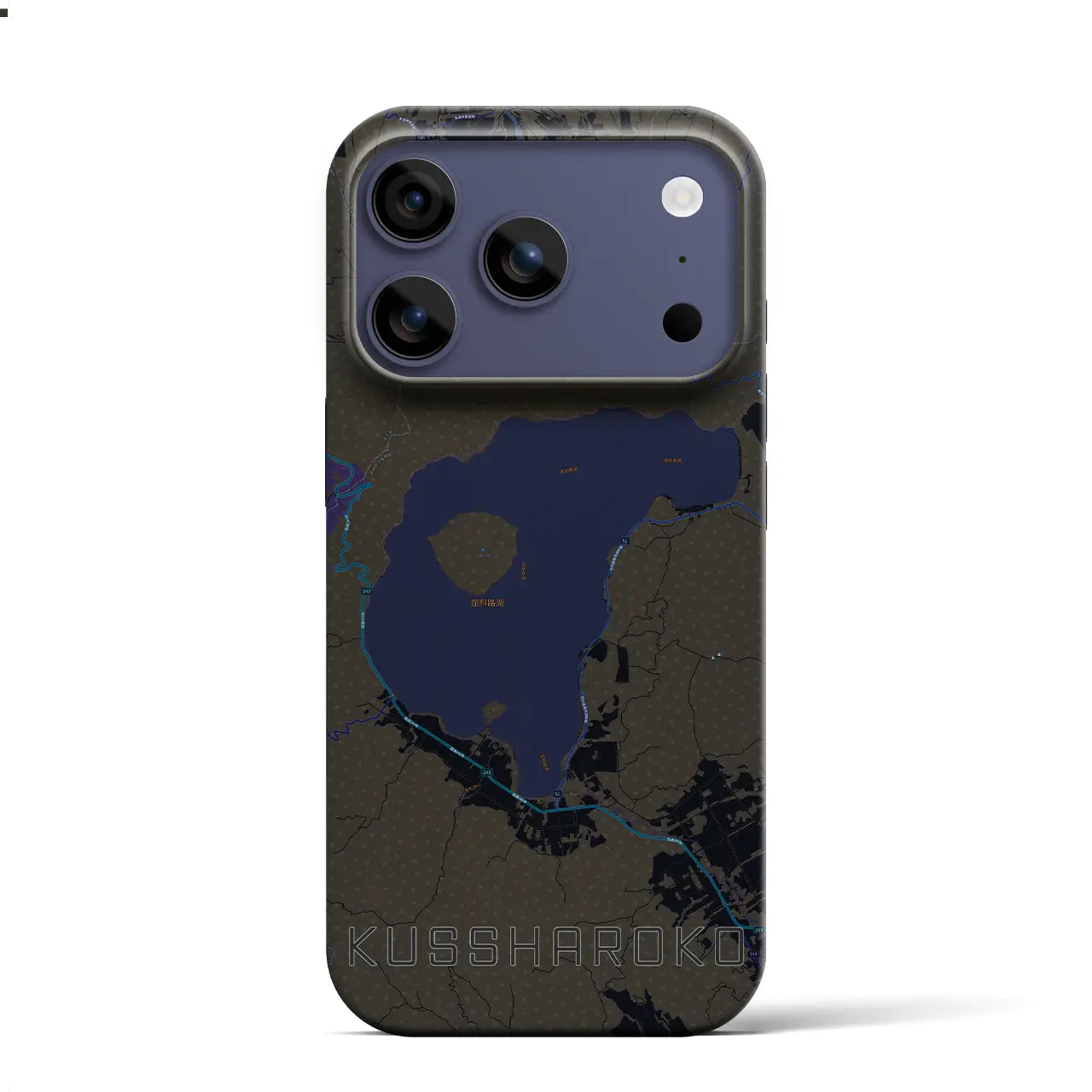 【屈斜路湖（北海道）】地図柄iPhoneケース（バックカバータイプ）