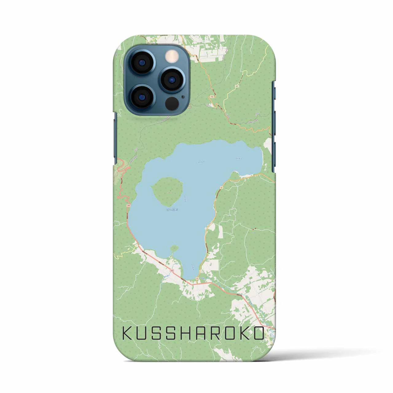 【屈斜路湖（北海道）】地図柄iPhoneケース（バックカバータイプ）