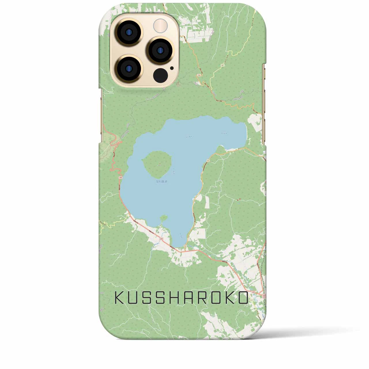 【屈斜路湖（北海道）】地図柄iPhoneケース（バックカバータイプ）