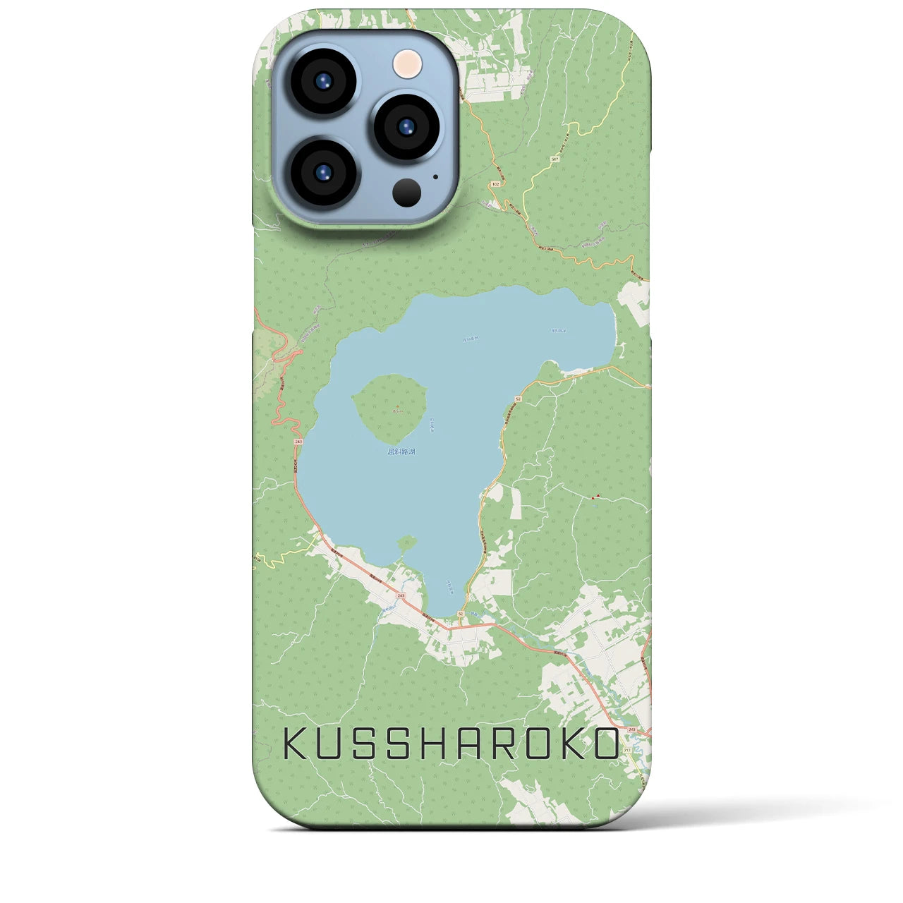 【屈斜路湖（北海道）】地図柄iPhoneケース（バックカバータイプ）