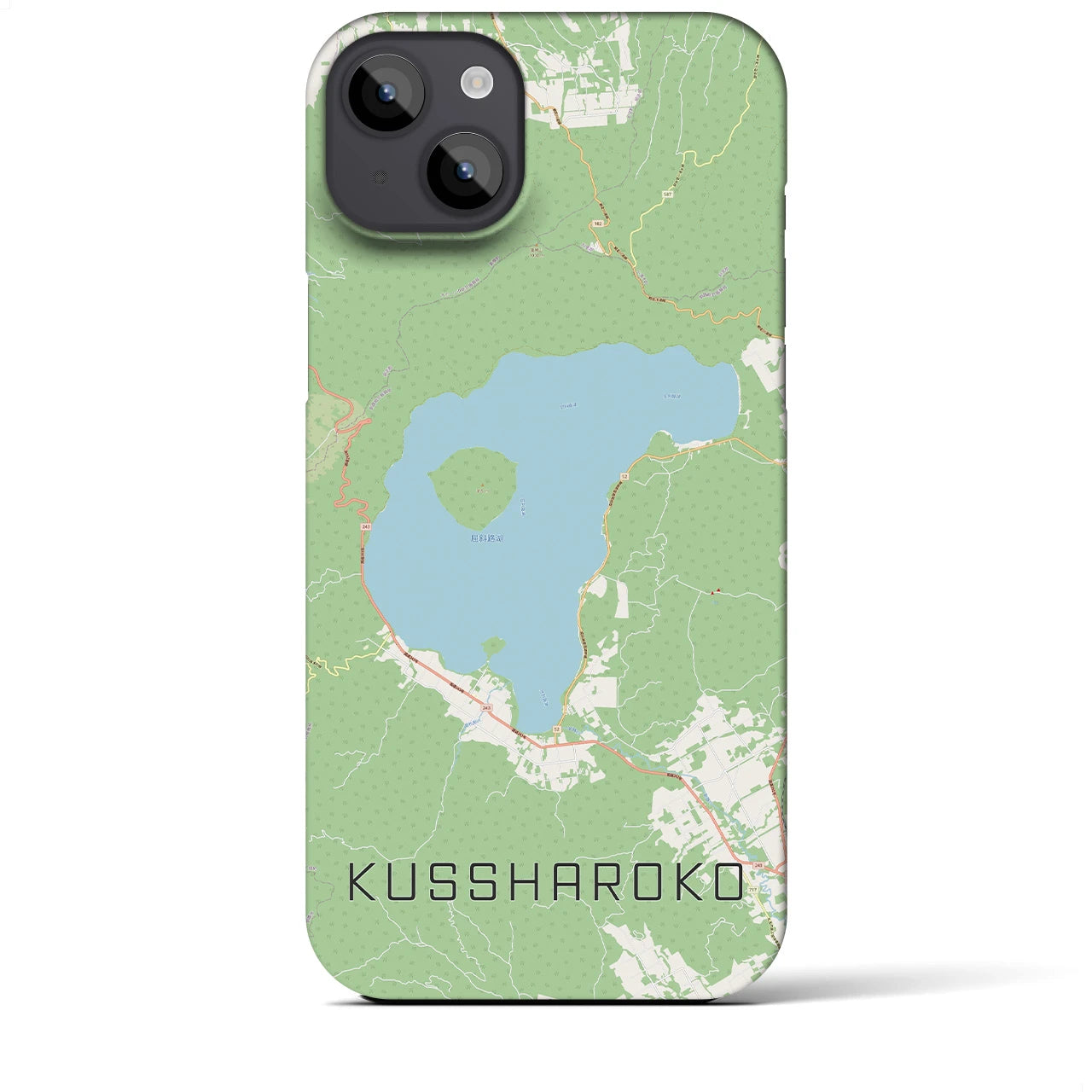 【屈斜路湖（北海道）】地図柄iPhoneケース（バックカバータイプ）
