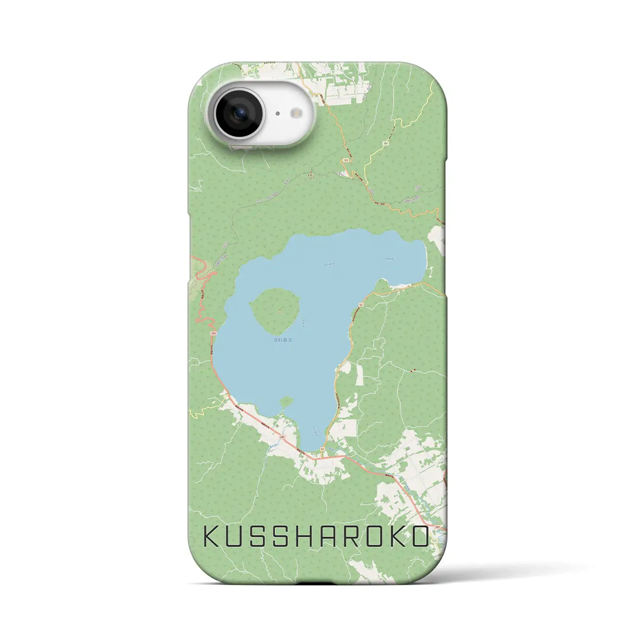 【屈斜路湖（北海道）】地図柄iPhoneケース（バックカバータイプ）