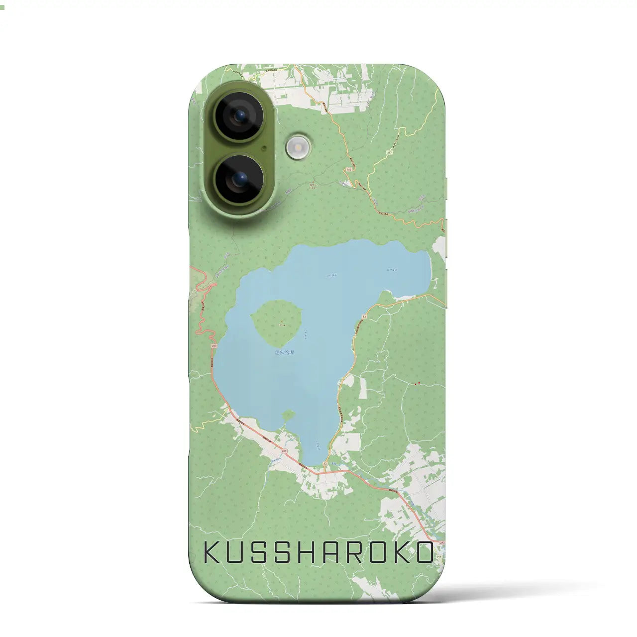 【屈斜路湖（北海道）】地図柄iPhoneケース（バックカバータイプ）