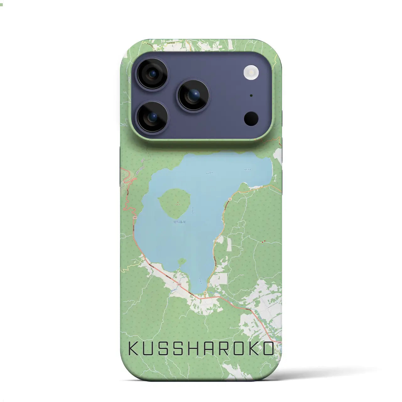 【屈斜路湖（北海道）】地図柄iPhoneケース（バックカバータイプ）