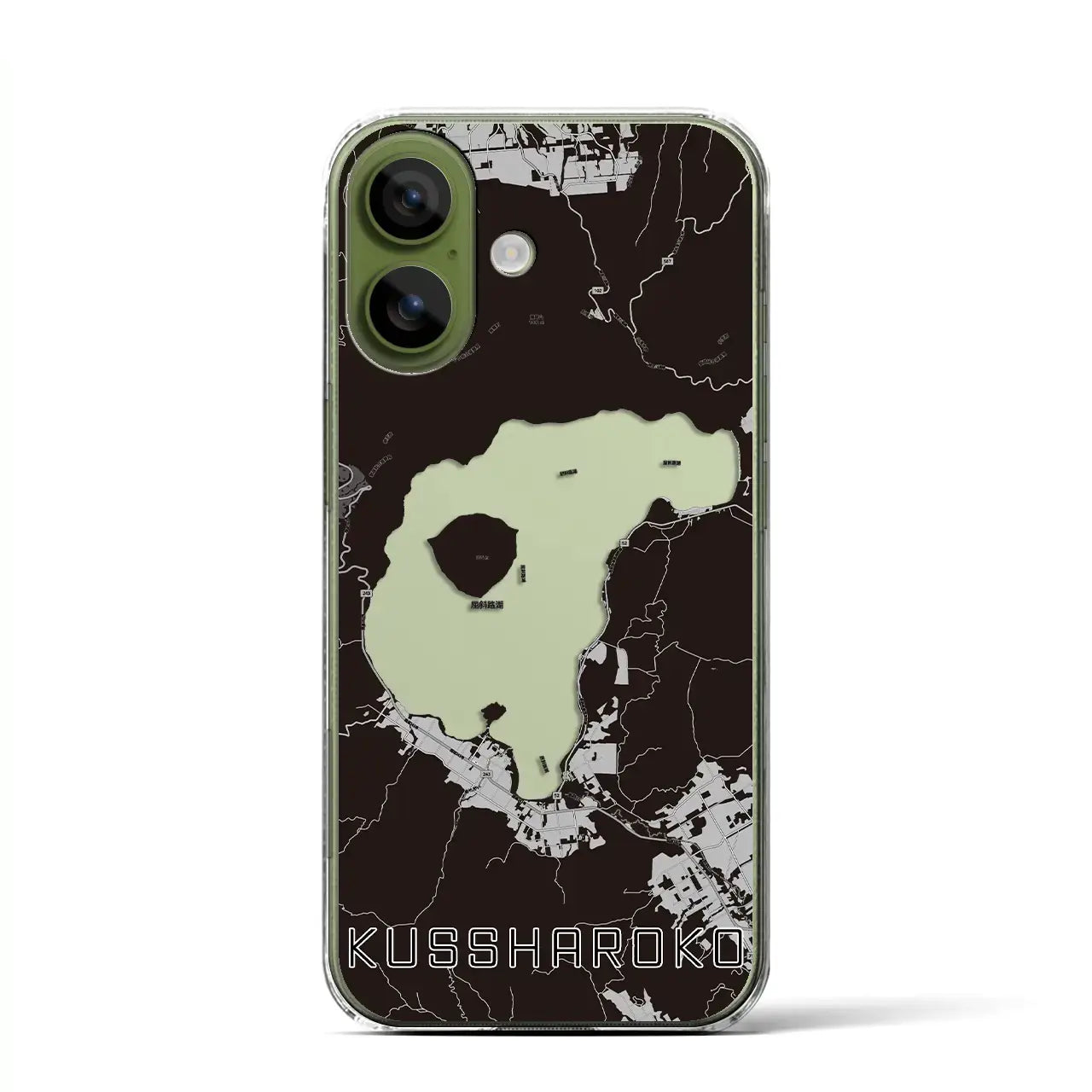 【屈斜路湖（北海道）】地図柄iPhoneケース（クリアタイプ）