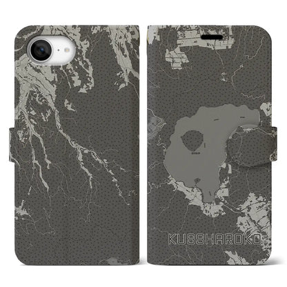 【屈斜路湖（北海道）】地図柄iPhoneケース（手帳タイプ）