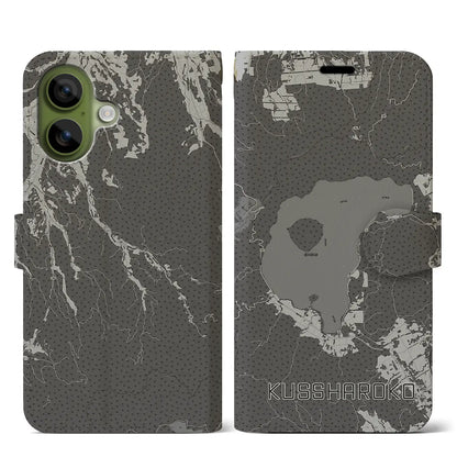 【屈斜路湖（北海道）】地図柄iPhoneケース（手帳タイプ）