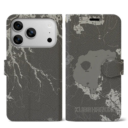 【屈斜路湖（北海道）】地図柄iPhoneケース（手帳タイプ）