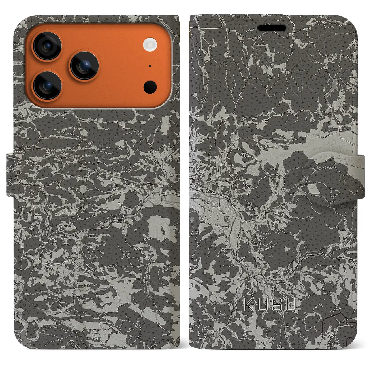 【玖珠（大分県）】地図柄iPhoneケース（手帳タイプ）