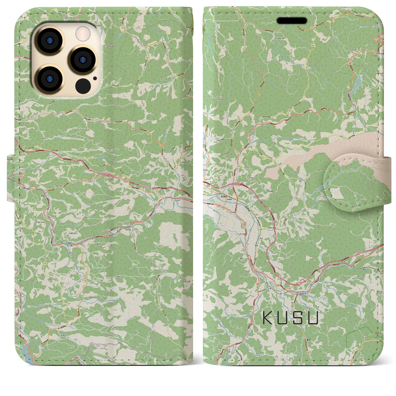 【玖珠（大分県）】地図柄iPhoneケース（手帳タイプ）