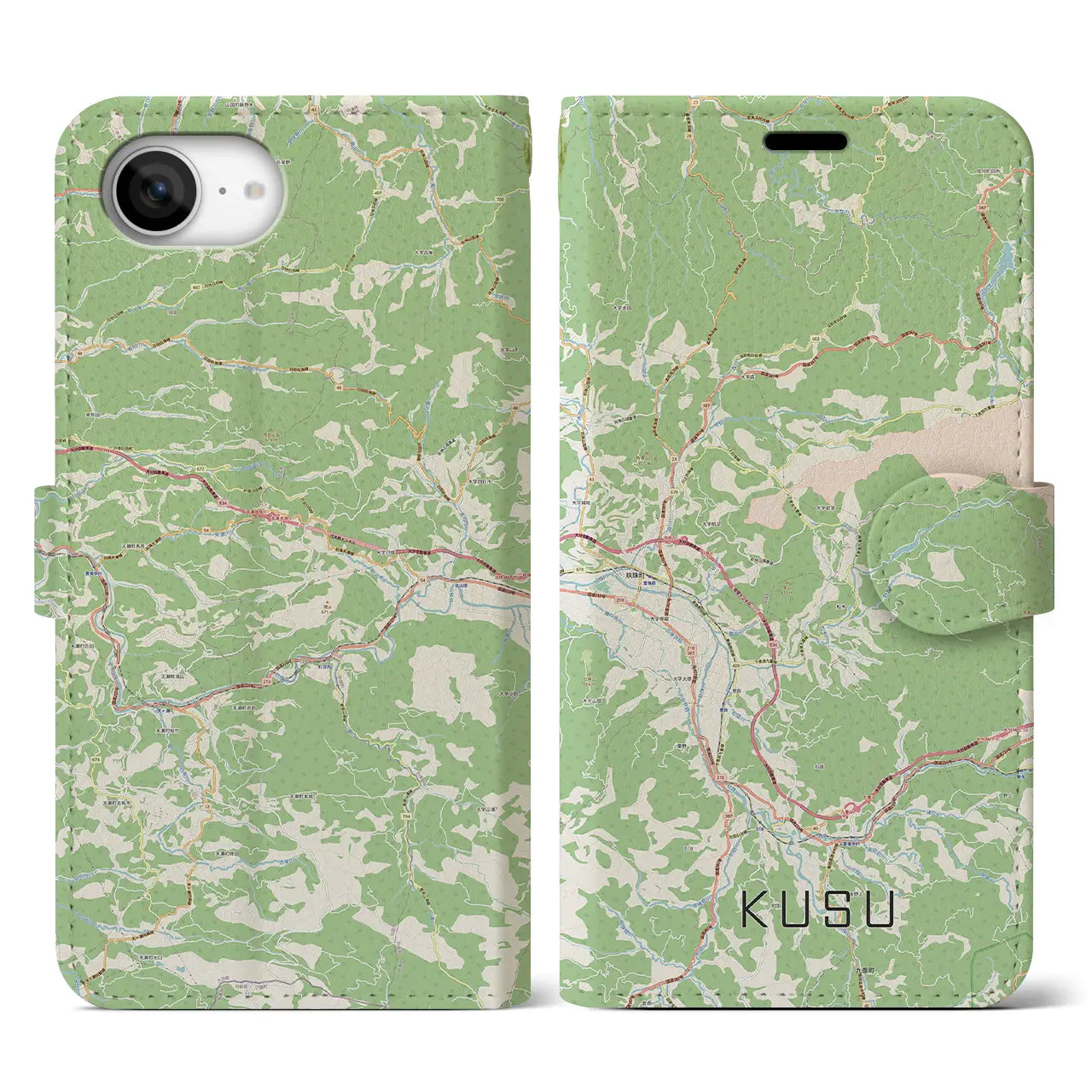 【玖珠（大分県）】地図柄iPhoneケース（手帳タイプ）