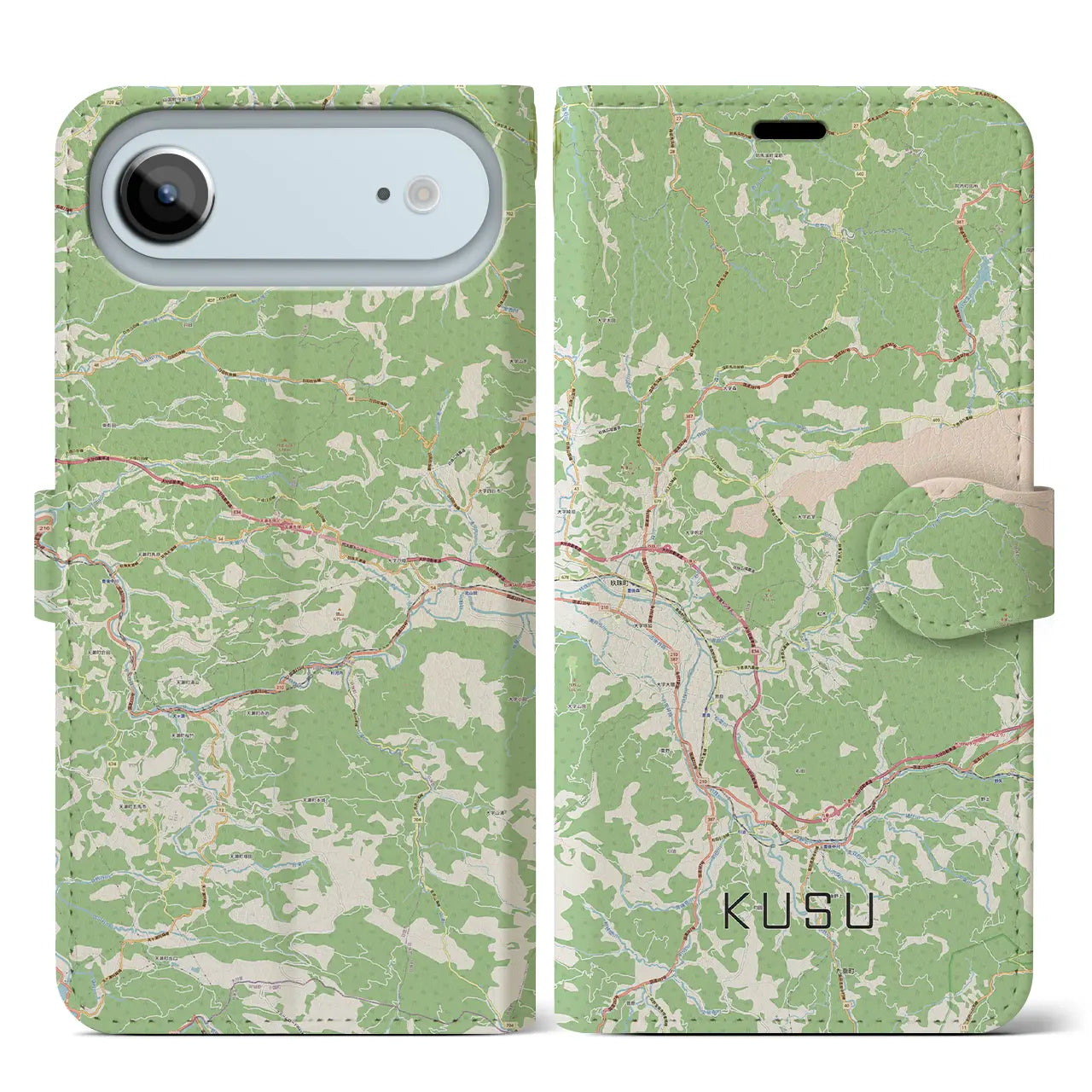 【玖珠（大分県）】地図柄iPhoneケース（手帳タイプ）