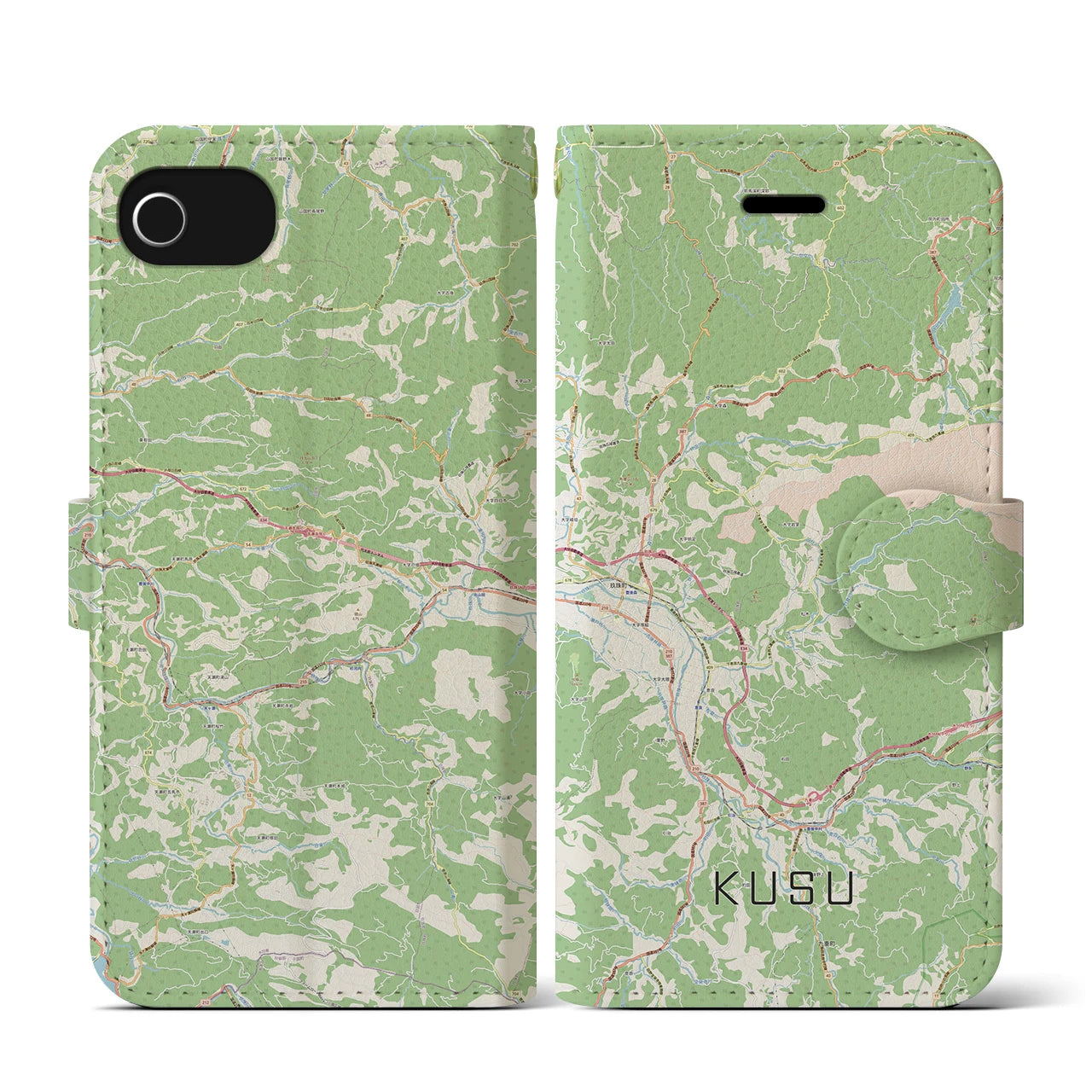 【玖珠（大分県）】地図柄iPhoneケース（手帳タイプ）