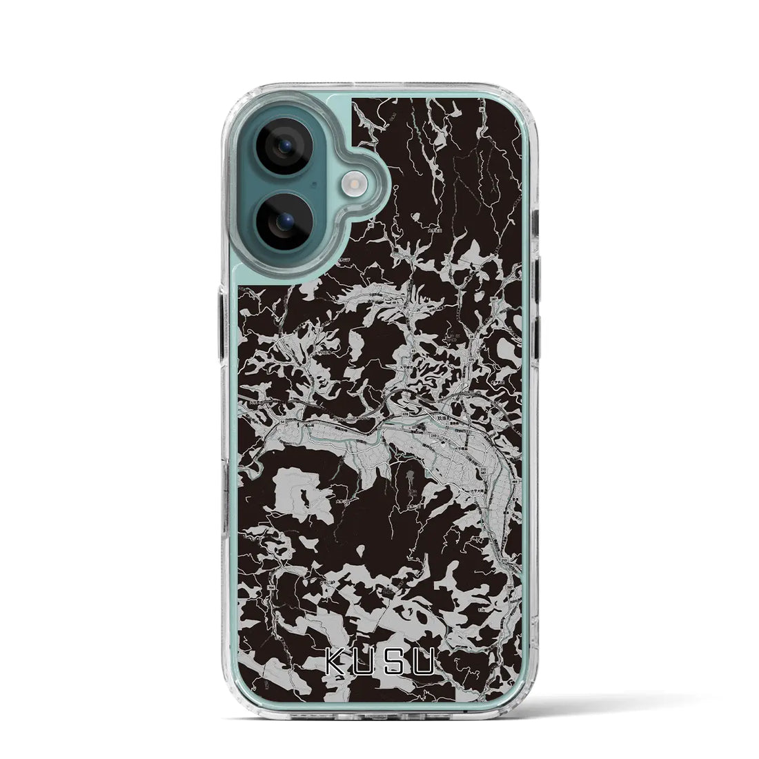 【玖珠(大分県)】地図柄iPhoneケース(MagSafeタイプ)モノトーン・iPhone 16 Pro 用