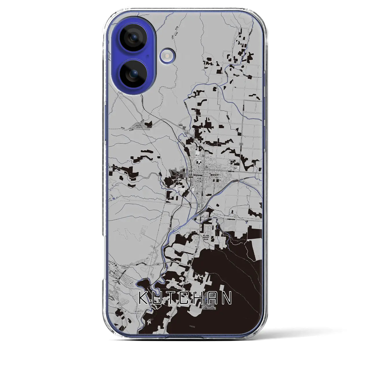 【倶知安（北海道）】地図柄iPhoneケース（クリアタイプ）モノトーン・iPhone 16 Pro Max 用