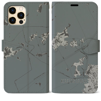 【忽那（愛媛県）】地図柄iPhoneケース（手帳タイプ）モノトーン・iPhone 12 Pro Max 用