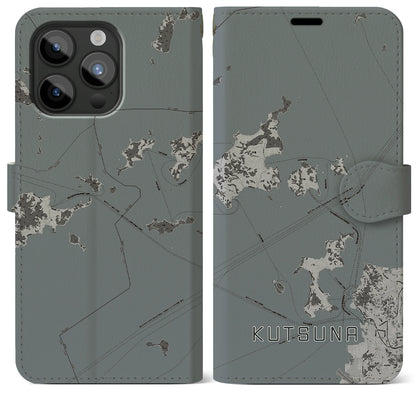 【忽那（愛媛県）】地図柄iPhoneケース（手帳タイプ）モノトーン・iPhone 15 Pro Max 用