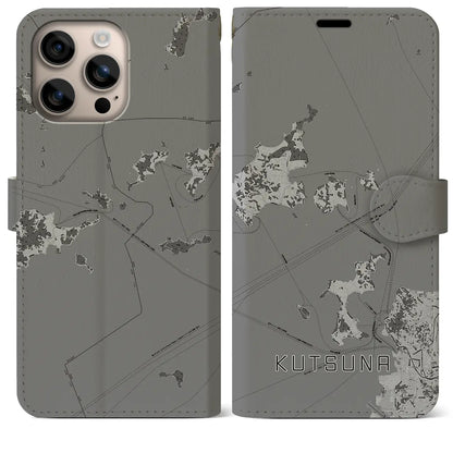 【忽那（愛媛県）】地図柄iPhoneケース（手帳タイプ）モノトーン・iPhone 16 Plus 用